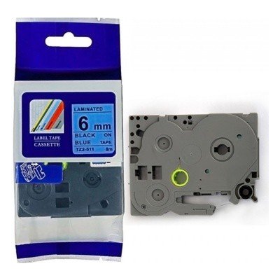 Alternativní páska pro Brother TZ-511 + TZe-511 6 mm x 8 m, černý tisk + modrý podklad