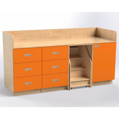 Přebalovací pult se zásuvkami, dveřmi a schůdky – Zboží Dáma