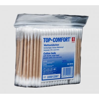 AMPRI Vatové tyčinky dřevěné 73mm, přírodní dřevo, bavlna, sáček 100 ks – Zboží Dáma