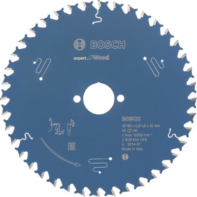 Bosch Pilový kotouč Expert for Wood 190 x 30 x 2,6 mm, 40 – Sleviste.cz