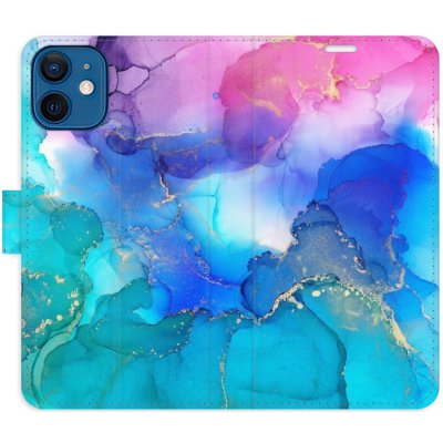 Pouzdro iSaprio Flip s kapsičkami na karty - BluePink Paint Apple iPhone 12 mini – Zboží Mobilmania