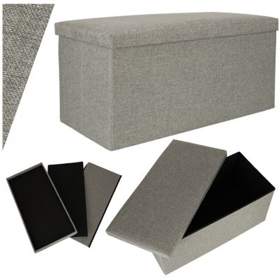 KIK Skládací puf s úložným prostorem šedý velký 76x38x38cm – Zboží Dáma
