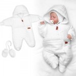 Baby Nellys Zimní prošívaná kombinéza s chlupáčkovou podšívkou rukavičky Love bílá – Zboží Mobilmania