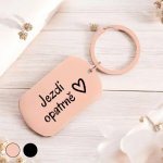 Přívěsek na klíče Ahome Kovová rosegold Jezdi opatrně – Sleviste.cz