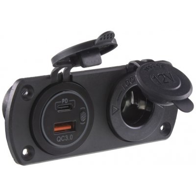 Dvojitá zásuvka do panelu 1x CL + 2x nabíječka USB voděodolná (34524.2) | Zboží Auto