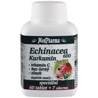 MedPharma Echinacea 600 FORTE + kurkumin + vit. C + bez černý + zinek, 67 tablet
