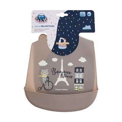 Canpol babies Bonjour Paris silikonový bryndák s kapsou Béžový – Zboží Mobilmania