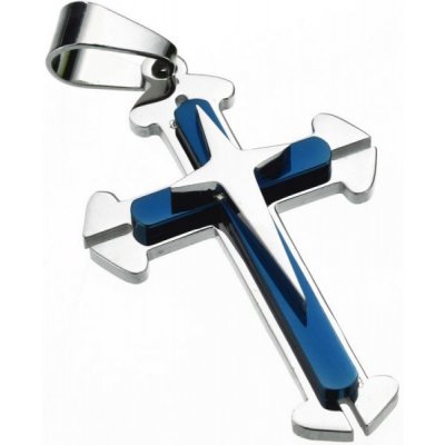 Impress Jewelry Přívěsek z chirurgické oceli Křížek Lovin modrý 170629133547BU