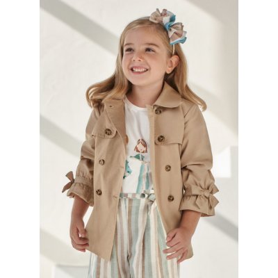 Mayoral kabát s knoflíky a mašlemi karamelový – Sleviste.cz