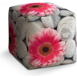 Sablio taburet Cube gerbera na kamenech 40x40x40 cm