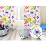 Biante Dětský bavlněný závěs Sandra SA-481 Žluto-růžové akvarelové květy na bílém 140x200 cm – Sleviste.cz