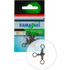 Rybářská karabinka a obratlík KAMASAKI trojité obratlíky Crossline Swivel Black vel.6 6ks