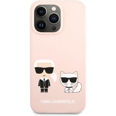 Pouzdro Karl Lagerfeld & Choupette silikonové iPhone 13 Pro Pískově růžové