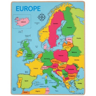 Bigjigs Toys Dřevěné puzzle mapa Evropy 25dílků – Zboží Mobilmania