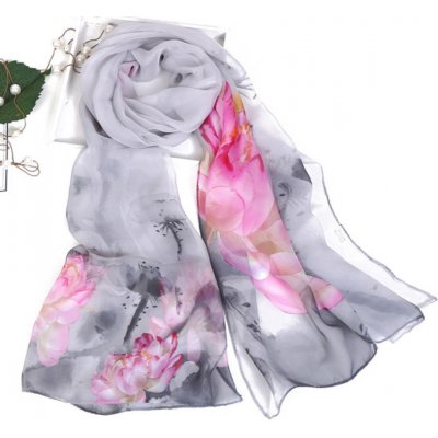 B-Top dámský elegantní šátek šedá/ růžová – Zboží Mobilmania