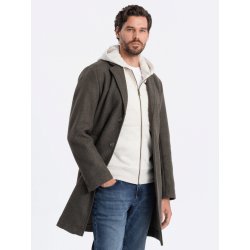 Ombre Clothing pánský crombie coat Gauddle grafitovo-khaki