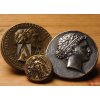 Tapety WEBLUX Fototapeta papír Sesterzio Estatero Sestertius Stater Statere Numismatica Sesterce Tetradracma Sestercio coin Sesterz Numismatics ancient rome greek starter - 254 x 184 cm