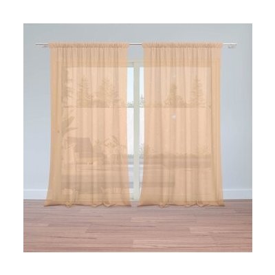 Sablio Záclony Bílé čárky na oranžové: 2ks 150x250cm – Hledejceny.cz
