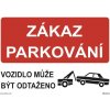 Piktogram Informač štít Zákaz parkování , vozidlo může být odtaženo , bezpečnostní tabulka A3