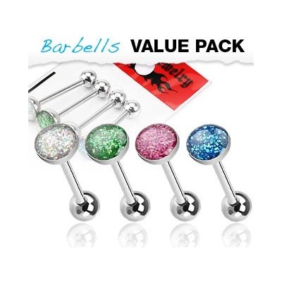 Šperky eshop sada ocelových barbellů do jazyka polokoule s barevnými glitry SP36.01 – Zboží Mobilmania