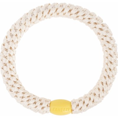 KKNEKKI Gumička do vlasů Kknekki Ivory Yellow Bead, žlutá barva, textil – Zboží Mobilmania
