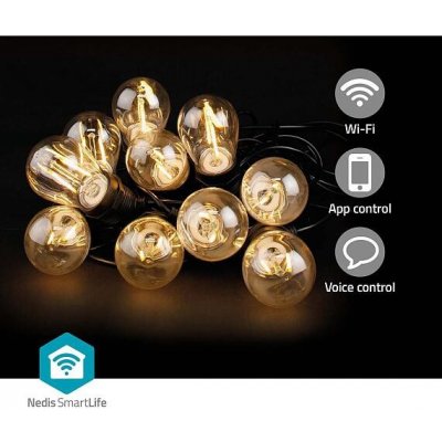 NEDIS Wi-Fi chytré dekorativní LED Party Lights teplá bílá 10 LED's Android & iOS Nedis SmartLife 9 m – Zbozi.Blesk.cz