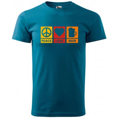 Dobrý Triko pánské tričko Peace Love beer Petrolejová – Hledejceny.cz