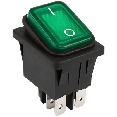 Vypínač kolébkový 250V/16A ON-OFF zelený GESIBO KCD4/GR IP65 (35x29mm) | Zboží Auto