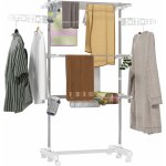 Goleto Pojízdný sušák kovový 3 úrovně | stříbrný – Sleviste.cz
