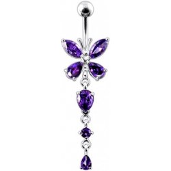 Šperky4U stříbrný piercing do pupíku motýlek BP01142-A