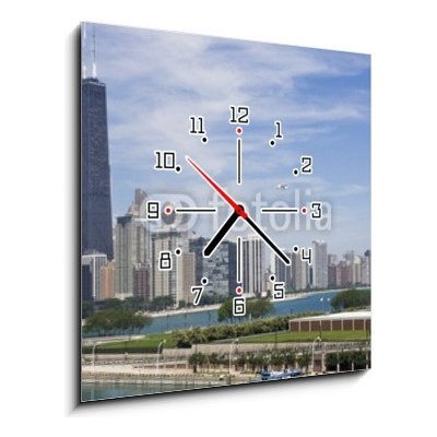 Obraz s hodinami 1D - 50 x 50 cm - Amazing Gold Coast in Chicago Amazing Gold Coast v Chicagu – Hledejceny.cz