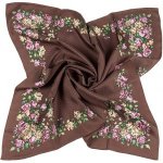 Passerini Luxusní hedvábný šátek velký Pink and beige flowers on brown – Sleviste.cz