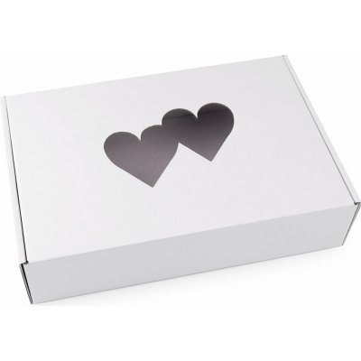 Papírová krabice s průhledem - srdce - bílá (10 ks) – Hledejceny.cz