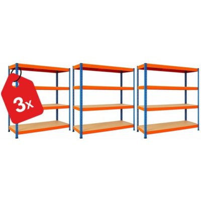 Vyprodej-Regalu.cz Regál 1680 x 1600 x 400 mm 4 police modrooranžový 3 ks – Hledejceny.cz