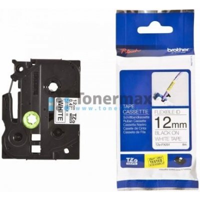 Brother TZe-FX231, 12 mm, flexibilní bílá páska / černý tisk originální – Sleviste.cz