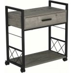 Servírovací stolek kolečka kov dřevo černá šedá NoBi SPARKS – Zboží Dáma