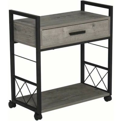 Servírovací stolek kolečka kov dřevo černá šedá NoBi SPARKS – Zboží Dáma