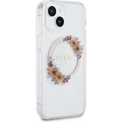 Guess PC/TPU Flowers Ring Glossy Logo MagSafe Apple iPhone 15 Pro čiré