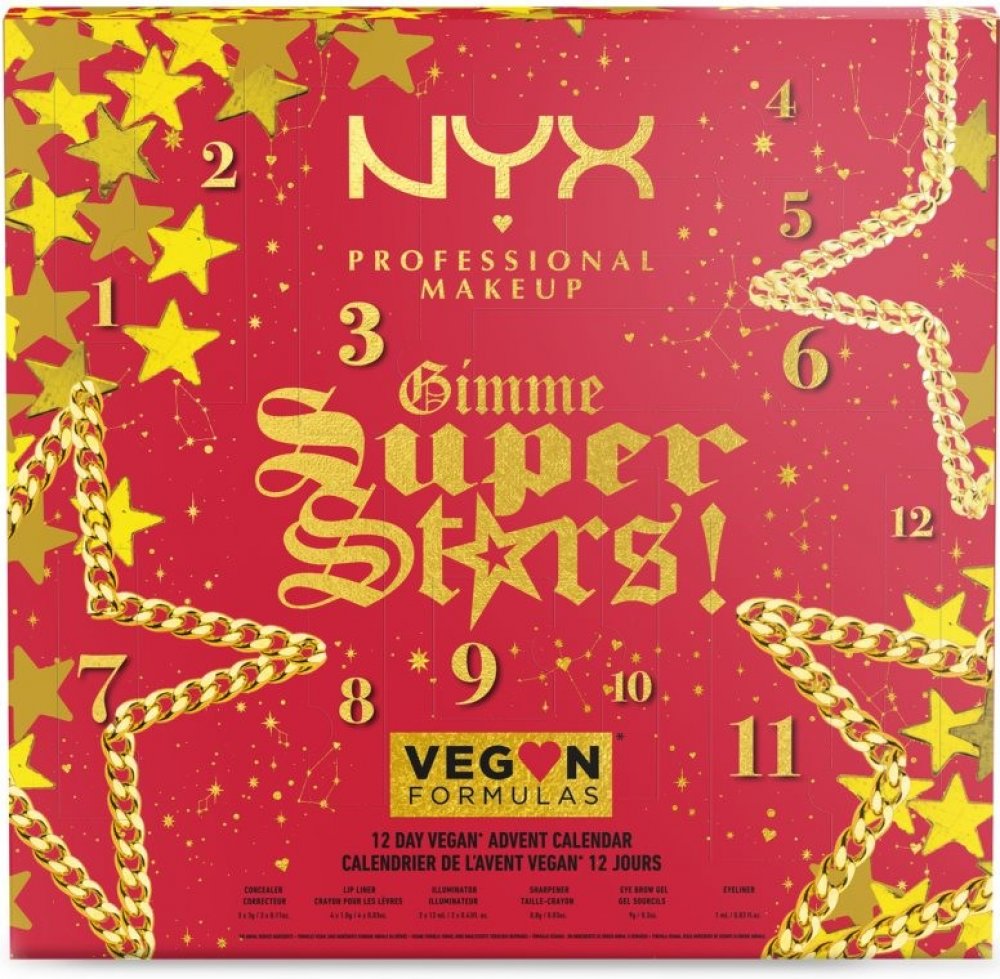 NYX Professional Makeup Gimme SuperStars! 12 Days Vegan Calendar adventní  kalendář vegan | Srovnanicen.cz