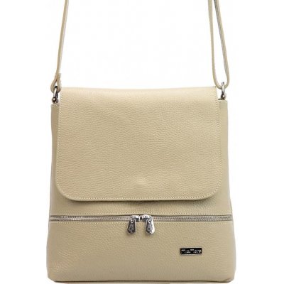 MiaMore kožená dámská crossbody kabelka tmavě béžová – Zboží Mobilmania