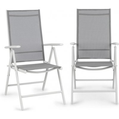 Blumfeldt Almeria, skládací židle, sada 2 kusů, 59,5 x 107 x 68 cm, Comfortmesh, hliník/bílá (GDMB8-Almeria-2) – Zboží Mobilmania
