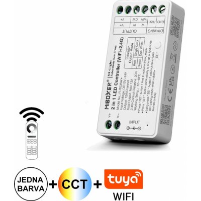 WIFI LED přijímač 2v1 Jednobar/CCT MiBoxer 12-24VDC 12A FUT035W+/tlač. – Zbozi.Blesk.cz