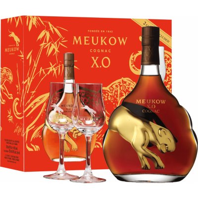 Meukow XO 40% 0,7 l (dárkové balení 2 sklenice) – Zboží Dáma