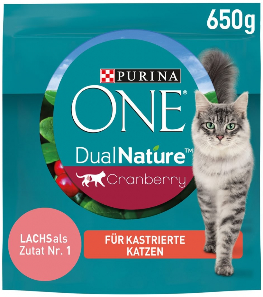 PURINA ONE Dual Nature kastrierte Katze Lachs Cranberry 0,65 kg