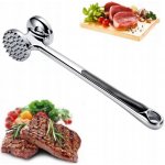 ROZBÍJEČ KLADÍVKO PALIČKA NA MASO KOVOVÁ OBOUSTRANNÁ 22 CM – Zboží Dáma