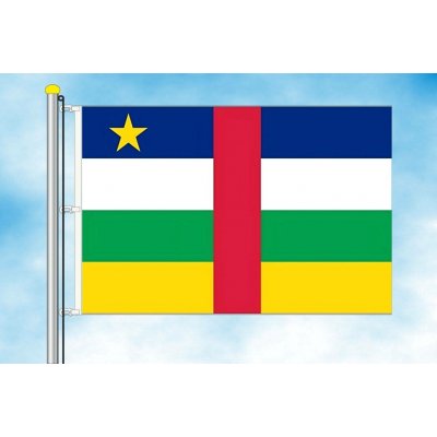 LIBEA, s.r.o. Vlajka Středoafrické republiky Rozměr: 150×225 cm, Uchycení: Karabiny na stožár – Hledejceny.cz