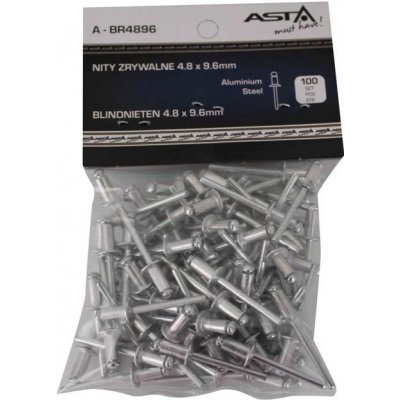 ASTA A-BR4896 Trhací nýty hliník-ocel, 4,8 x 9,6 mm, s plochou hlavou, sada 100 ks – Zboží Dáma