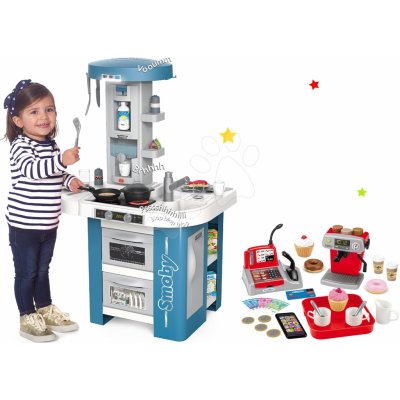 Smoby Set kuchyňka s technickým vybavením Tech Edition elektronická a malá kavárna s Espresso kávovarem a zákusky – Sleviste.cz