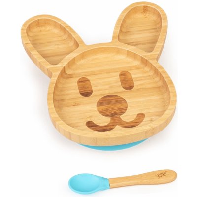 Klarstein Dětská jídelní souprava bambusový talíř a lžička 250 ml včetně přísavky 18 × 18 cm (BW-10243-004) – Zboží Mobilmania