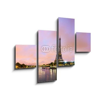 Obraz 4D čtyřdílný - 120 x 90 cm - Paris cityscape with Eiffel tower Pařížské panoráma s Eiffelovou věží – Hledejceny.cz